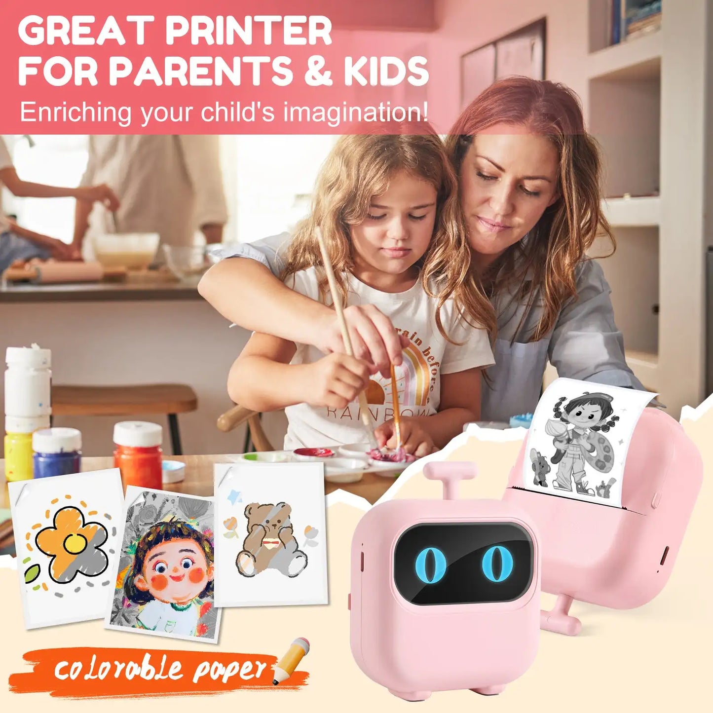 Mini Printer, All Purpose Sticker Maker With Thermal Papers, Bluetooth Portable Printer All Purpose