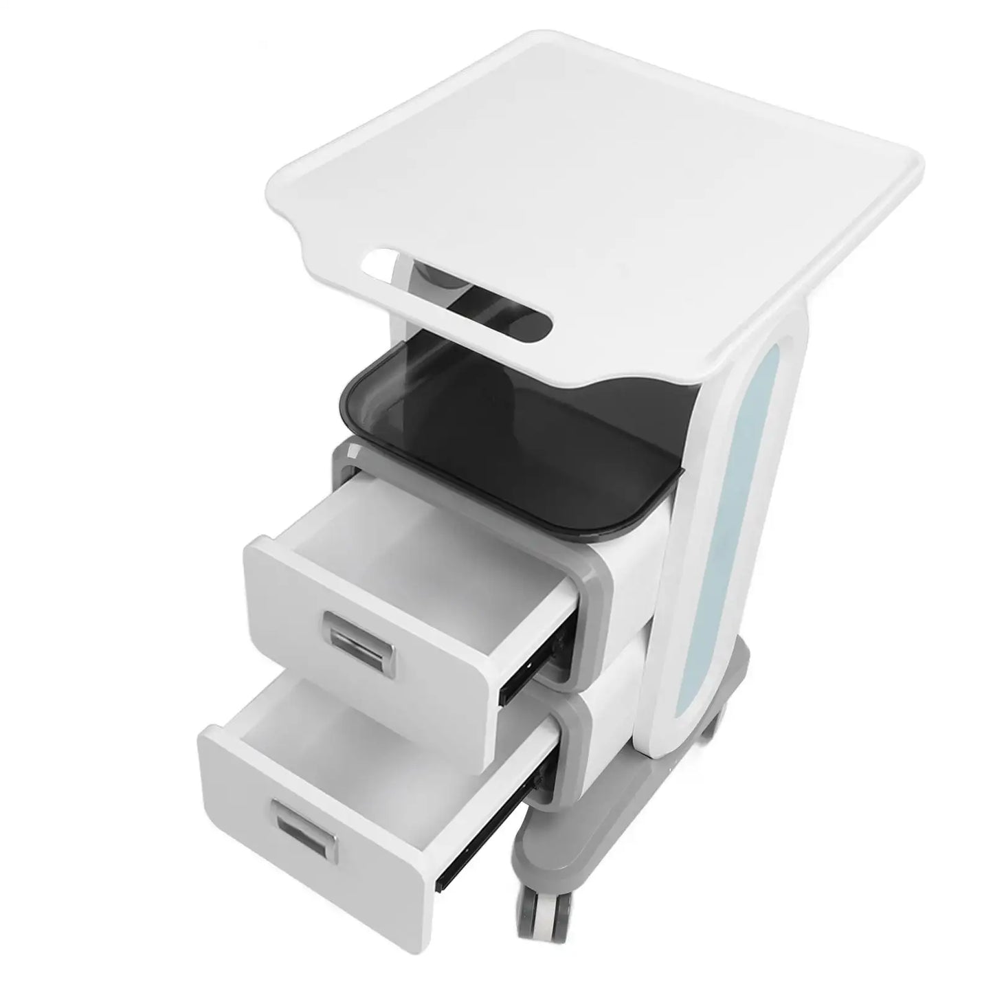Mobile Medical Trolley Cart Enlarged Tabletop Double Drawer Multifunctional Medical Cart for Beauty Salon Clinic