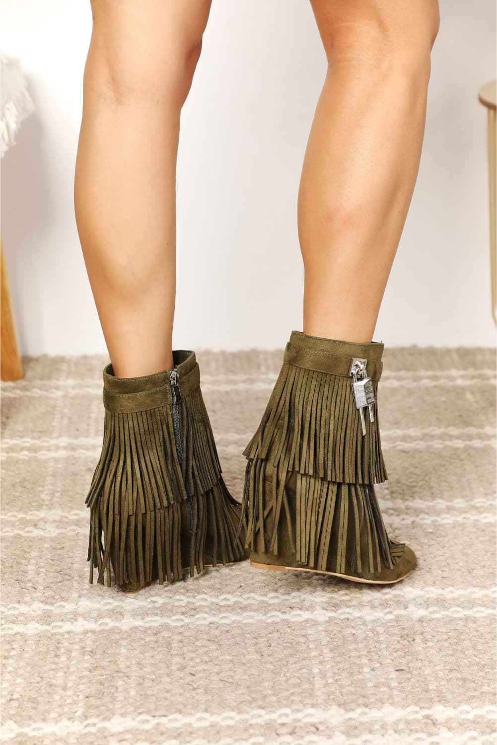 Chic Tassel Wedge Booties for Stylish Women