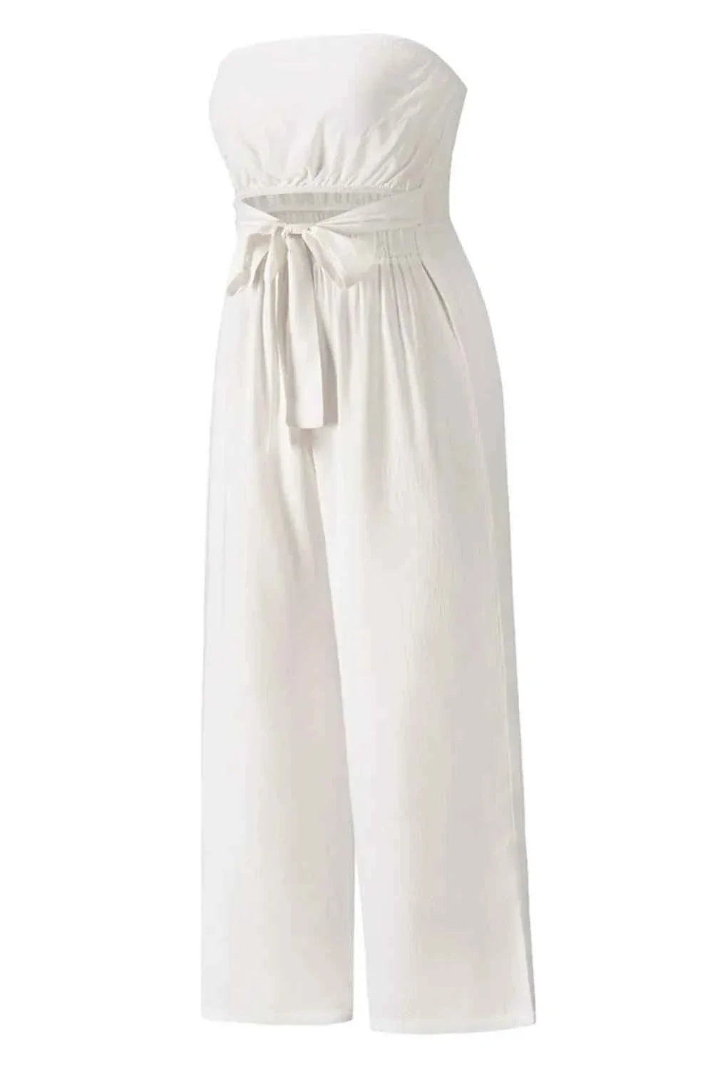 Tied Cutout Tube : Wide Leg Jumpsuit