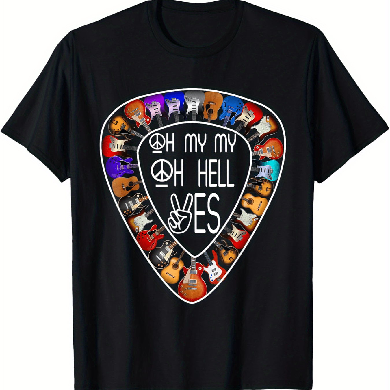 Oh My's My Oh Hells Yes Retro Petty Guitar Music Lover T-Shirt – 100% Cotton, Casual Tee for Men - Premium T-Shirt from Lizard Vigilante - Just $23.88! Shop now at Lizard Vigilante