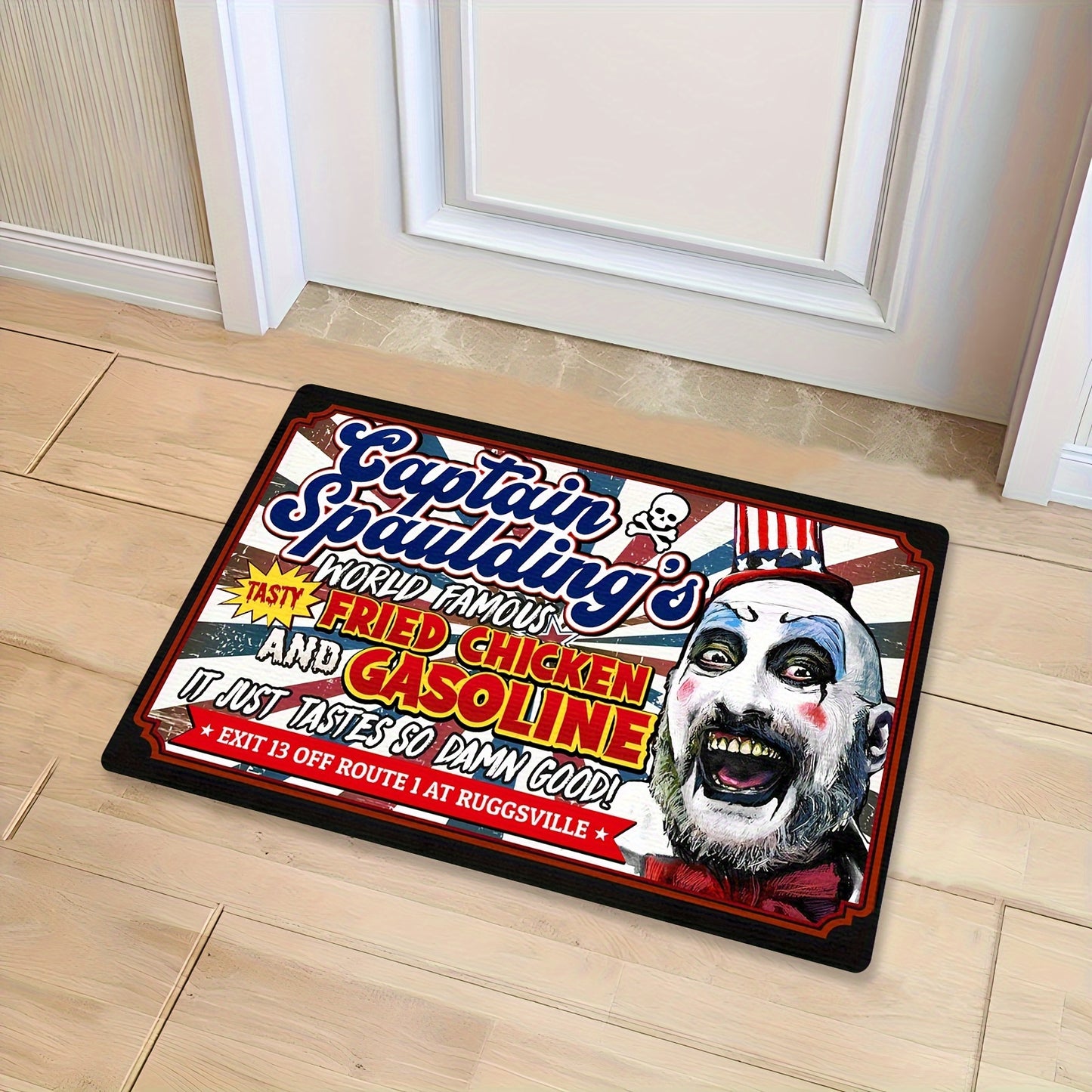 Captain Spaulding's Fried Chicken & Gasoline Area Rug – Ultra-Soft, Washable, and Non-Slip Indoor/Outdoor Decor - Premium  from Lizard Vigilante - Just $20.99! Shop now at Lizard Vigilante