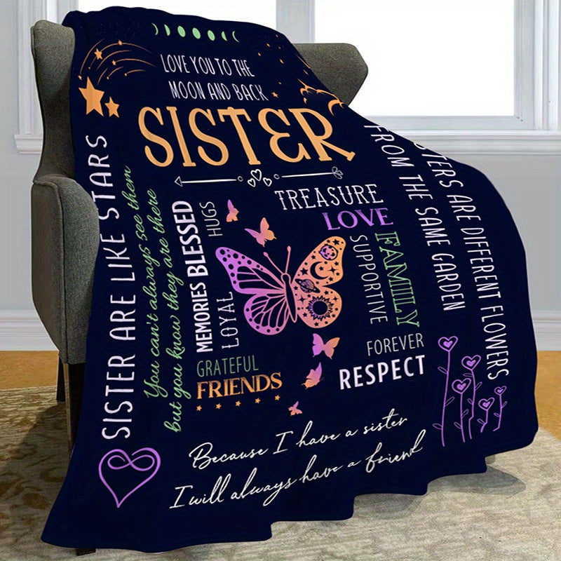 1pc Warm Super Soft Envelope Blanket, High-definition Printing Gift Blanket For Sisters, Flannel Blanket, Air Conditioning Office Nap Blanket