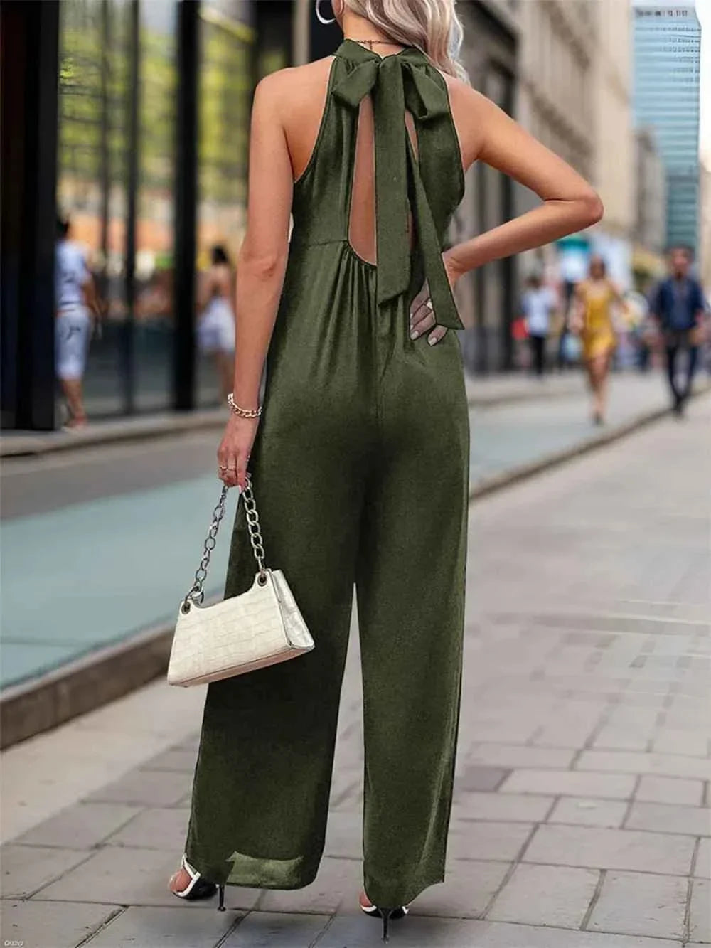 Perfee Tied Grecian : Wide Leg Jumpsuit
