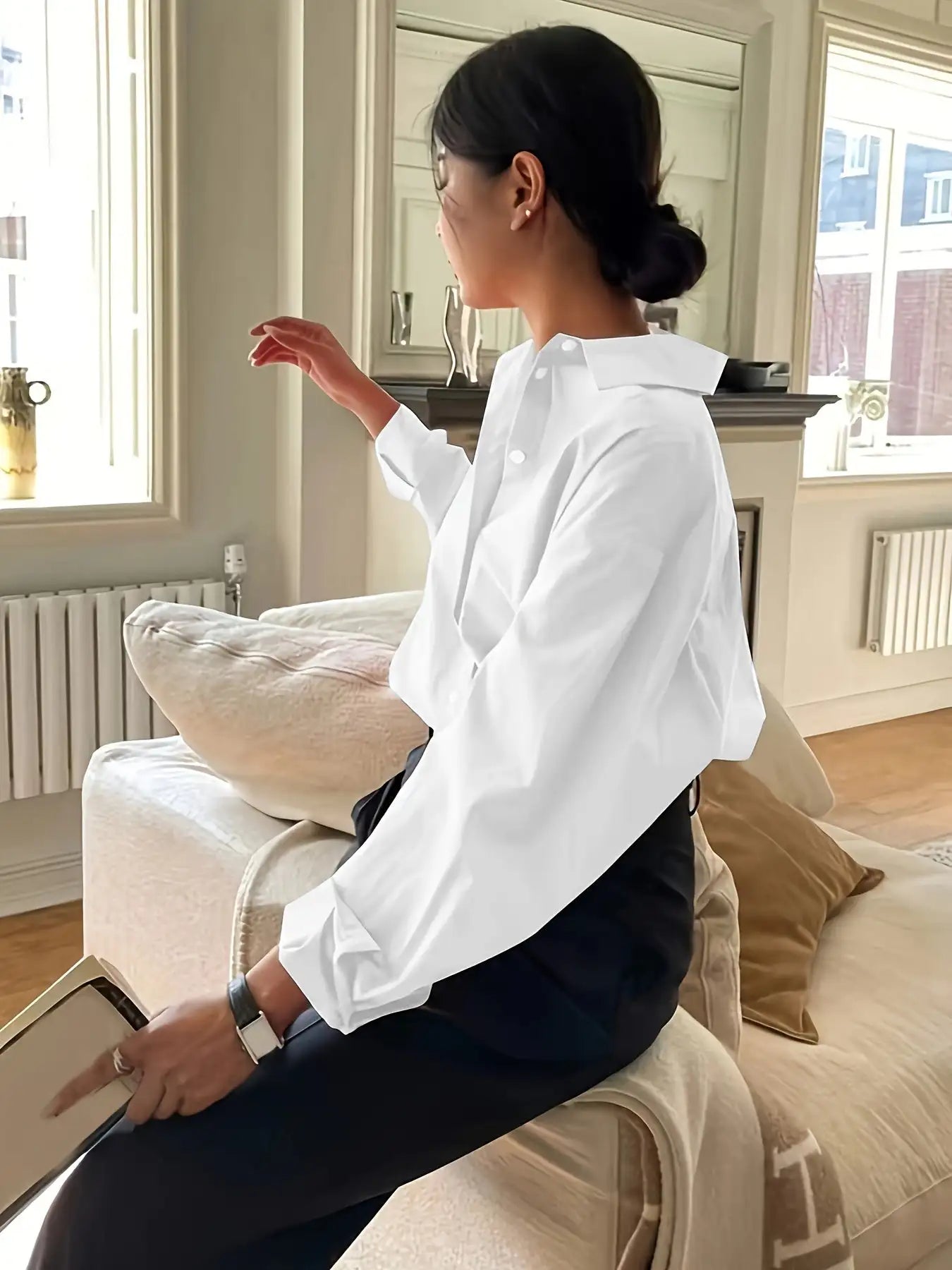 Simple Casual Long Sleeve Solid Color Shirt With Pocket