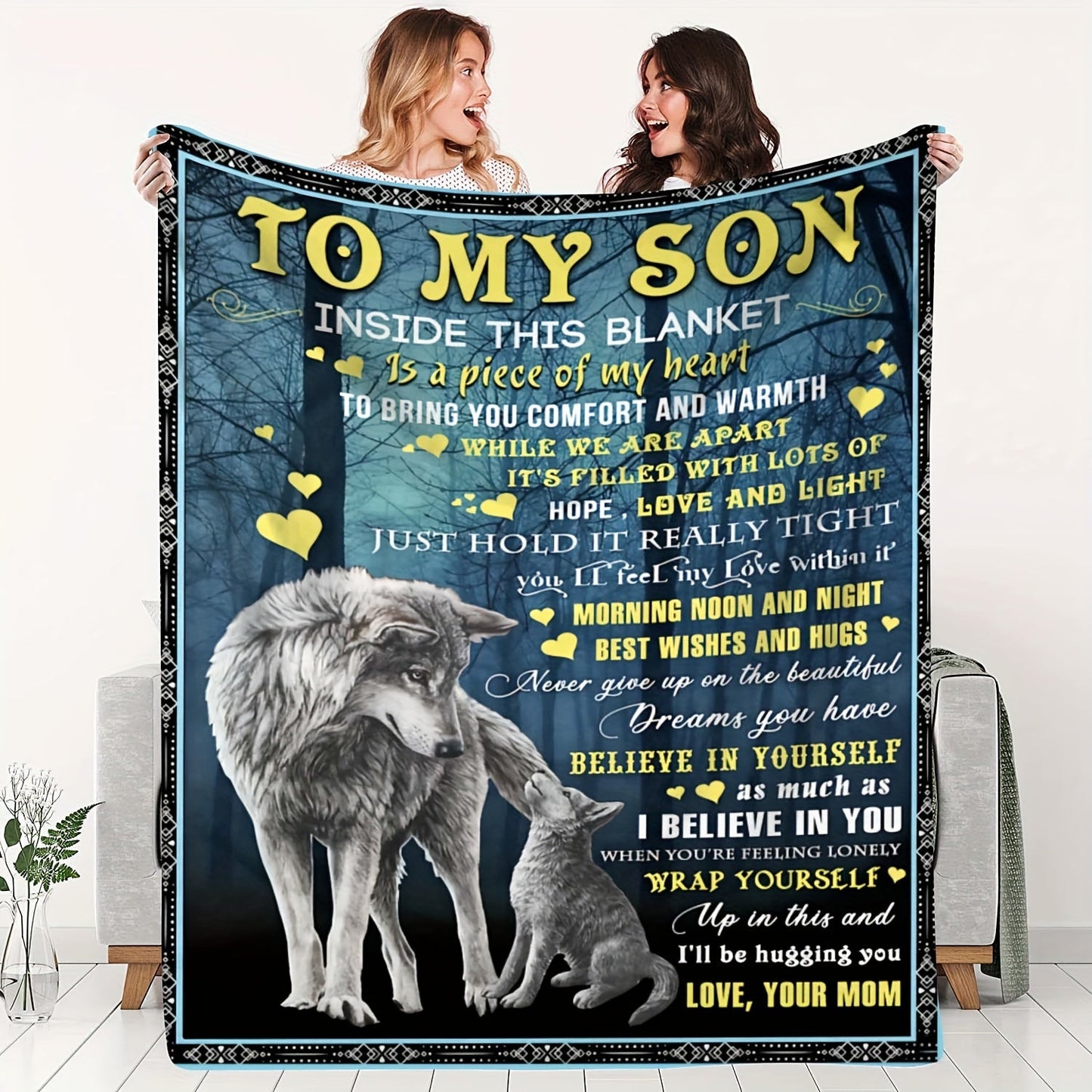 1pc Flannel Blanket, To My Mother From Son Throw Blanket, Warm Cozy Soft Blanket For Couch Bed Sofa Office Camping