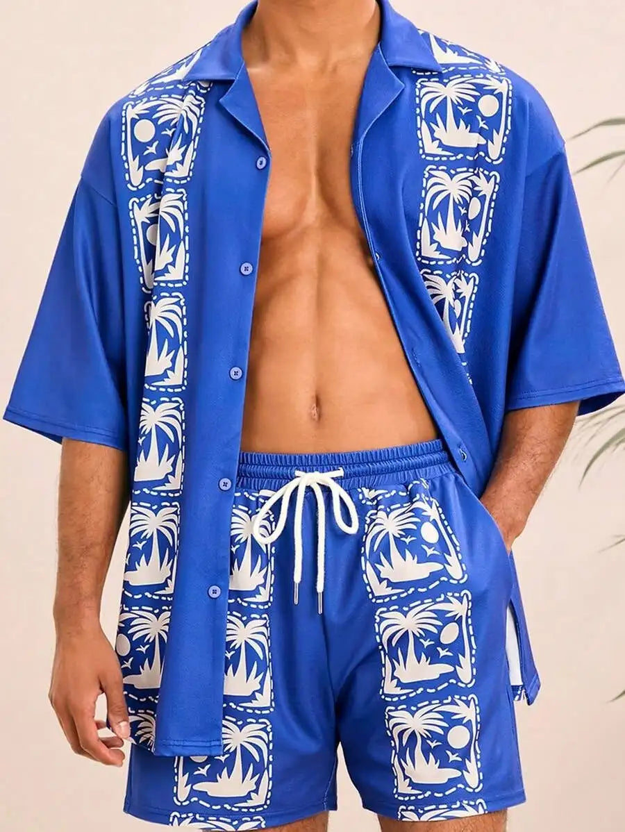 3D Digital Printing Men's Casual Loose Shirt Shorts