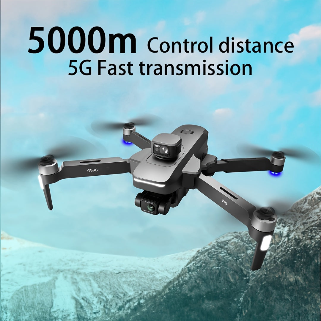 New Arrival W5- Drone, Extra Long Distance 16400 Feet Digital Image Transmission, Super Powerful Brushless Motor, EIS Three-axis Electronic Anti-Shake Gimbal, GPS Precise Outdoor Positioning, 4K HD Camera, 360° Full Angle In