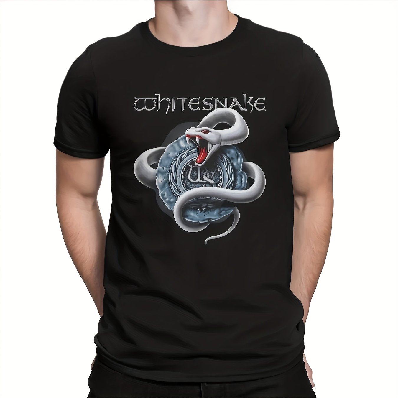 Whitesnake Rock Band Men’s T-Shirt – 100% Cotton, Casual Streetwear, All-Season Band Tee - Premium T-Shirt from Lizard Vigilante - Just $23.88! Shop now at Lizard Vigilante