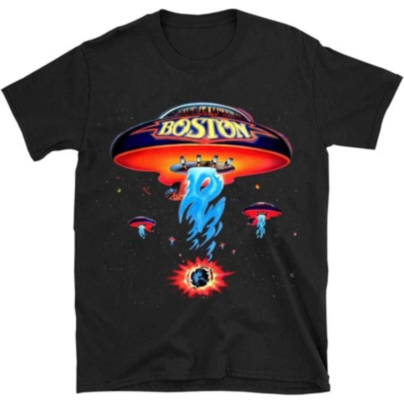 Boston Spaceship Vibes Graphic Tee – Retro Rock Band Cotton T-Shirt for Men - Premium tee from Lizard Vigilante - Just $24.88! Shop now at Lizard Vigilante