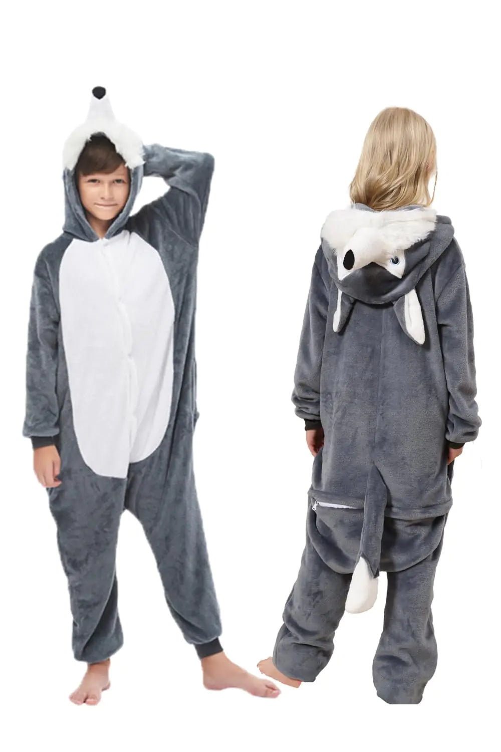 Petrella Animal Kids Onesie Cute One Piece Pajamas Halloween Costume Chrismas Cosplay Sleepwear Unisex for Boys & Girls - wolf