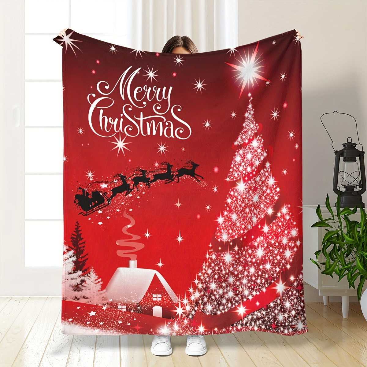 1 PC Cozy Christmas Print Flannel Fleece Throw Blanket for Boys and Girls - Fuzzy, Plush, Lightweight, and Soft for Bedroom, Couch, or Sofa