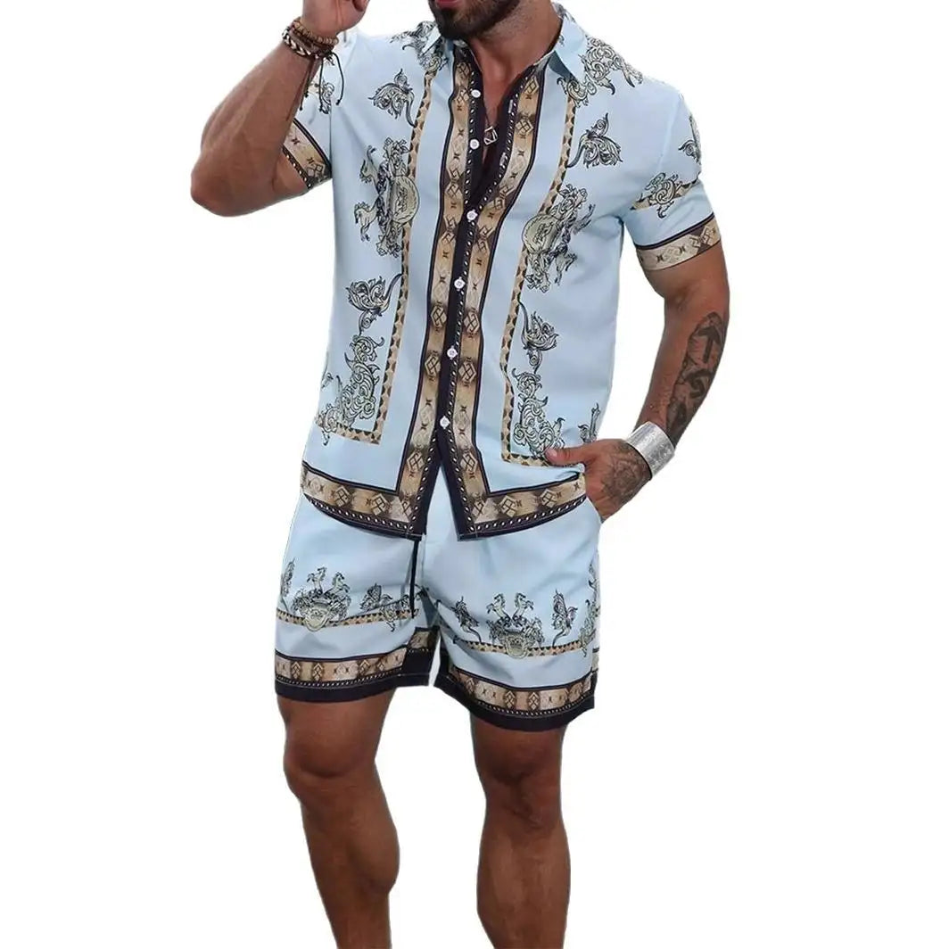 3D Digital Printing Men's Casual Loose Shirt Shorts