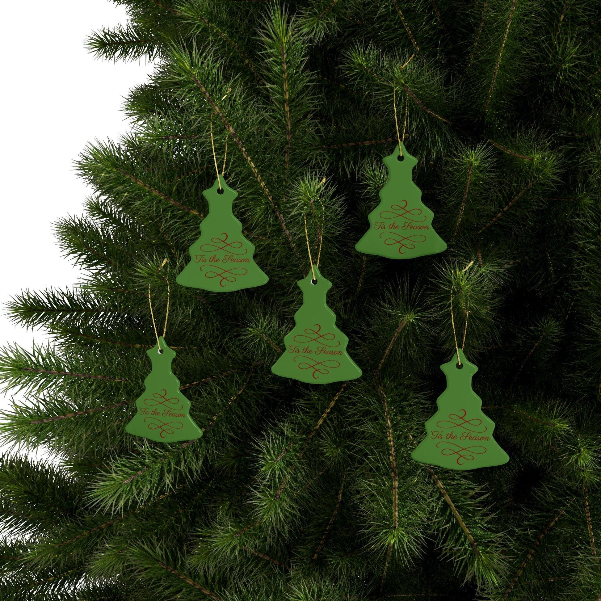 Tis The Season Christmas Tree Ceramic Ornaments (1pcs, 5pcs, 10pcs, 20pcs) - Lizard Vigilante