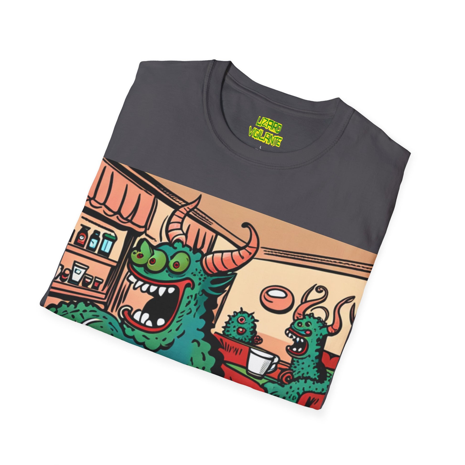 Lizard Vigilante Premium Coffee Monsters Unisex Softstyle T-Shirt - Lizard Vigilante