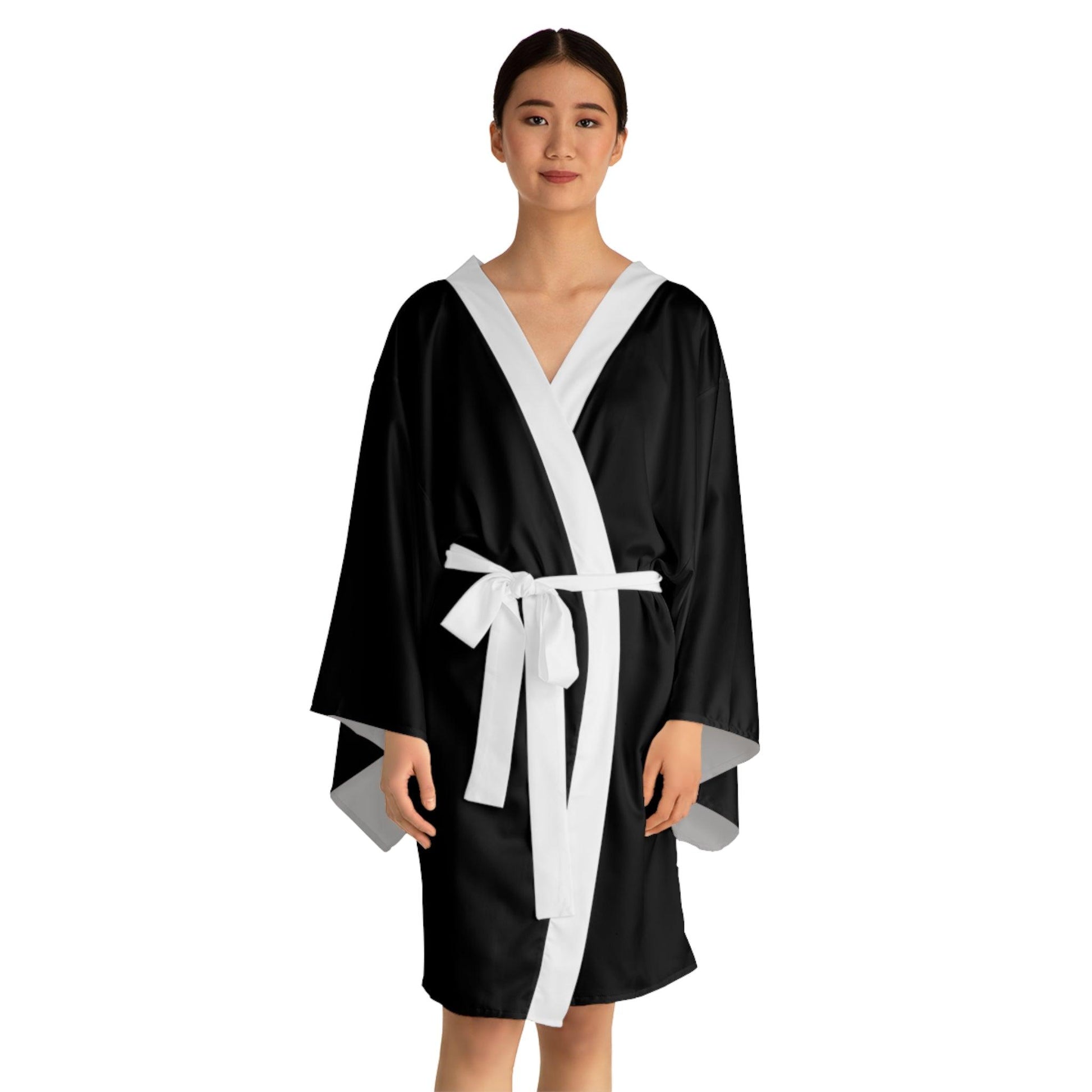 Comfy Cozy Long Sleeve Kimono Robe - Black - Lizard Vigilante