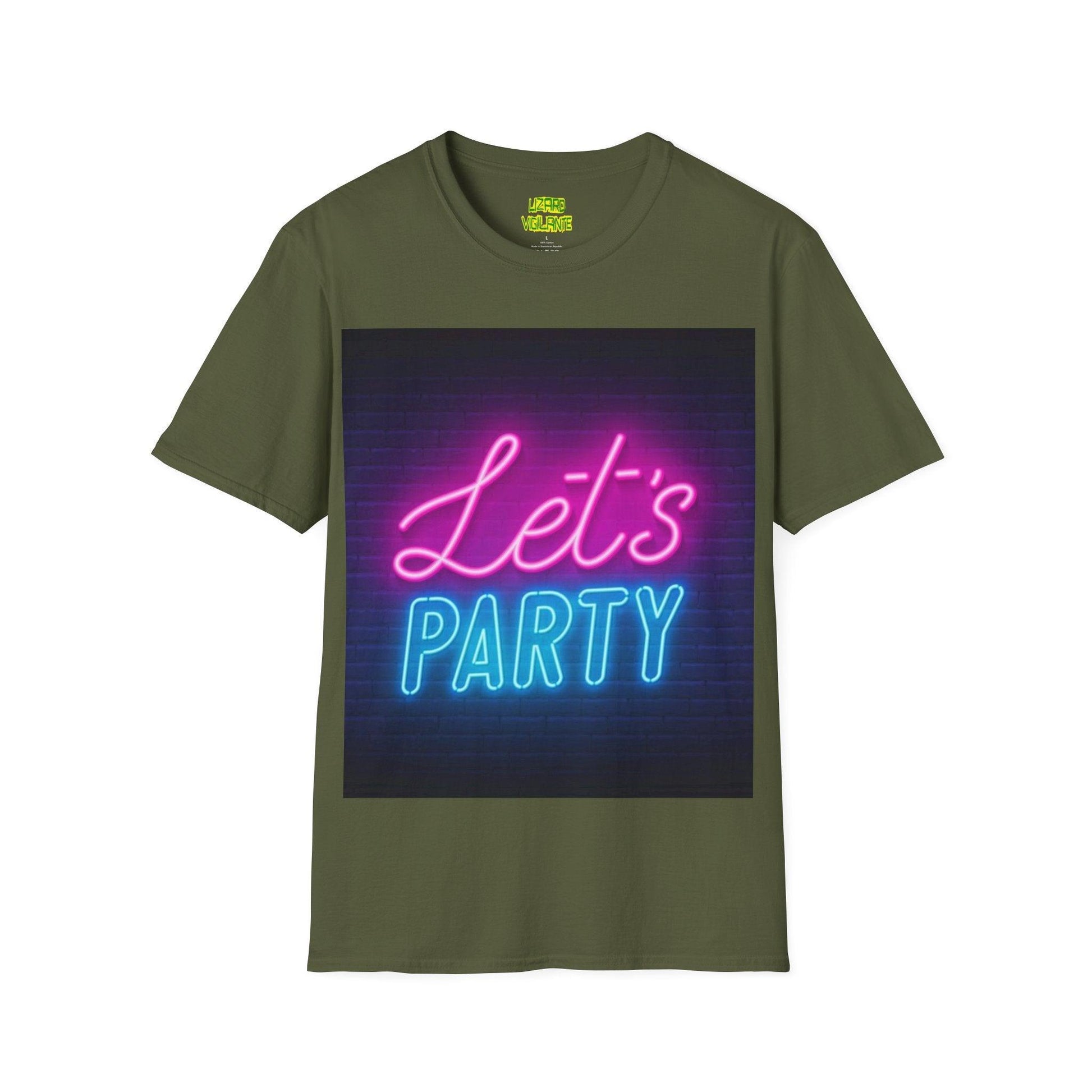 Let's Party Neon Unisex Softstyle T-Shirt - Lizard Vigilante