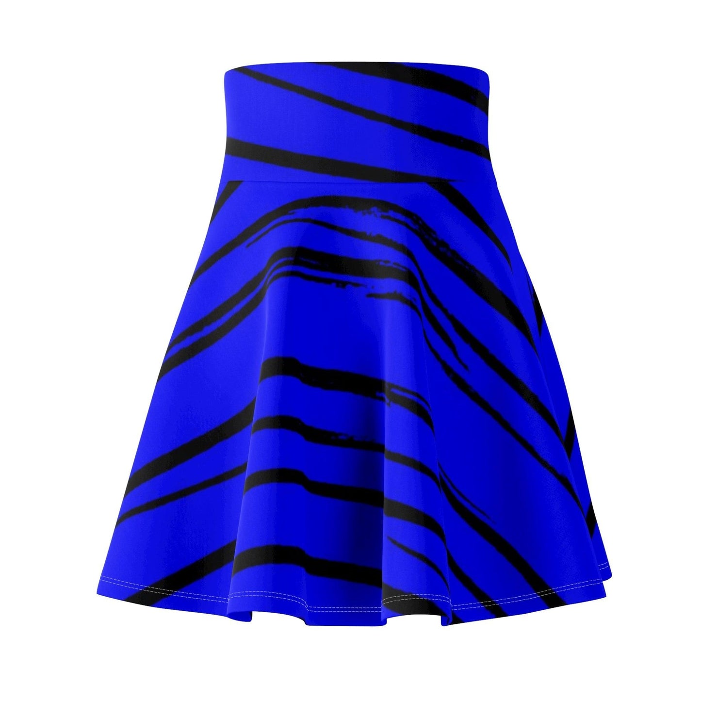 Black & Blue Strips Women's Skater Skirt - Lizard Vigilante