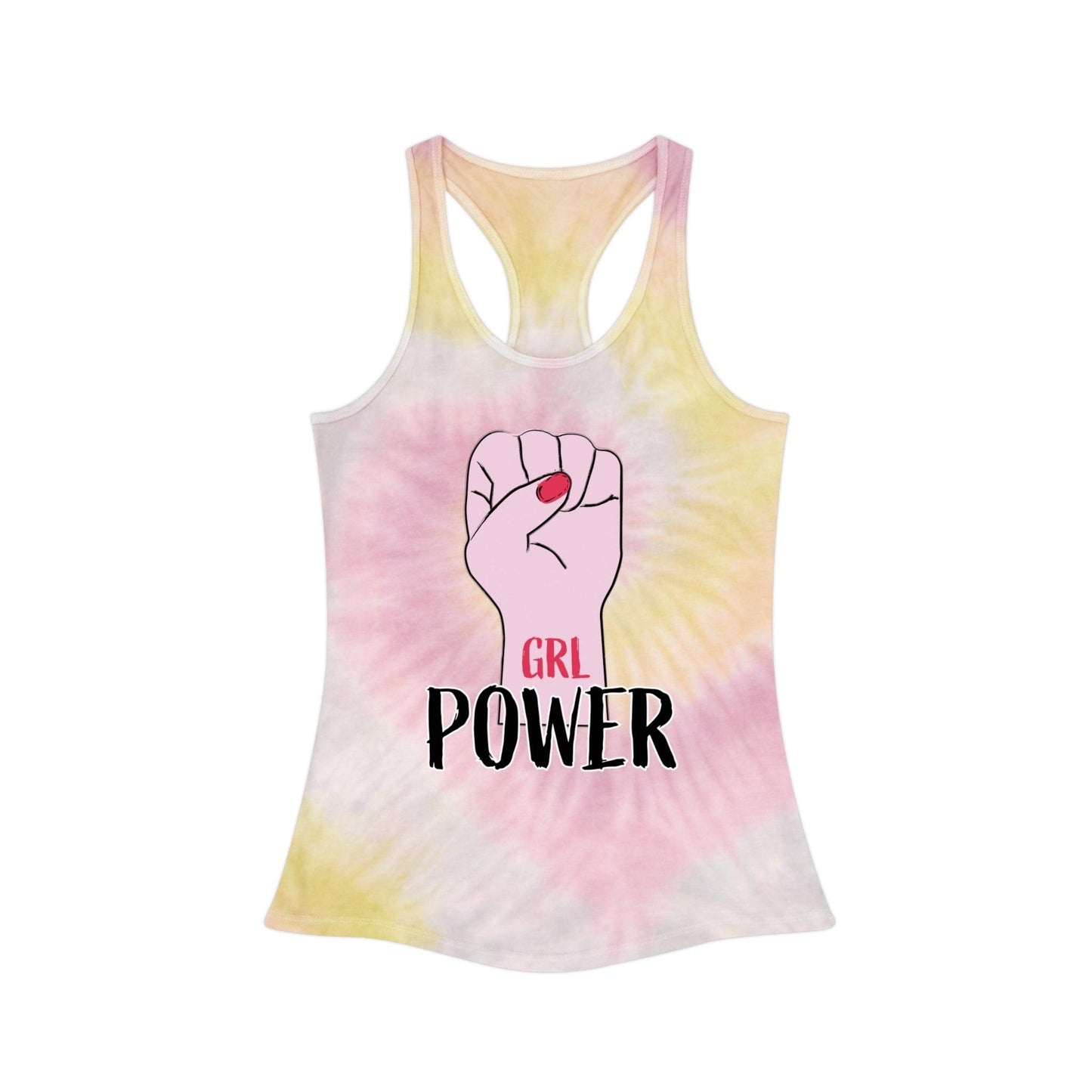 GRL POWER Fist Tie Dye Racerback Tank Top - Lizard Vigilante