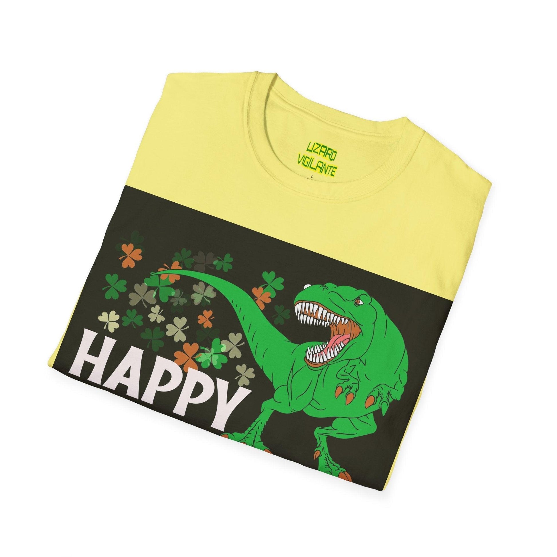 Happy St. Pat-Rex Day T-Rex Dinosaur Unisex Softstyle T-Shirt - Lizard Vigilante