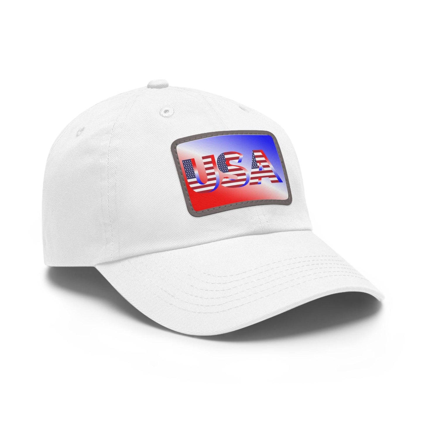 USA Red, White, and Blue Dad Hat with Leather Patch (Rectangle) - Lizard Vigilante