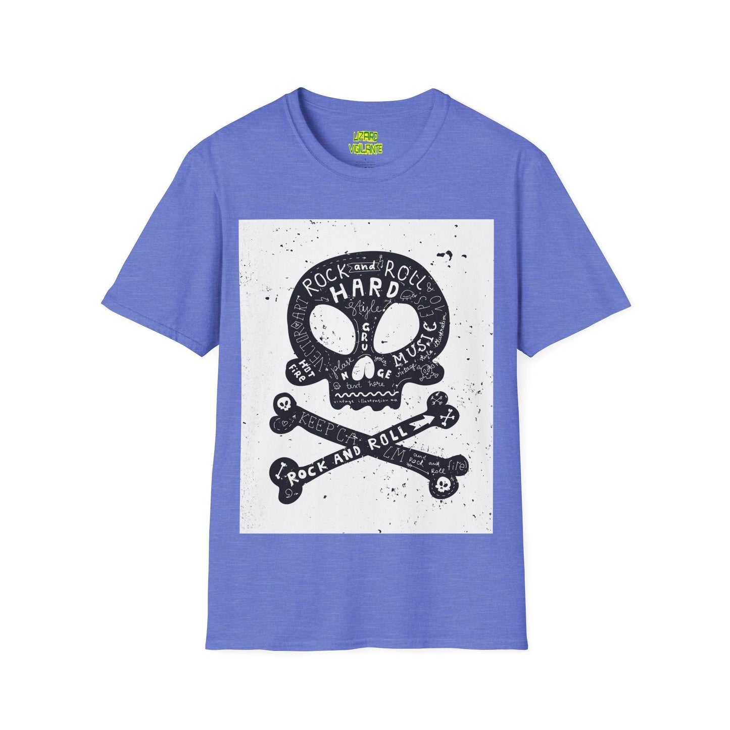 Rock and Roll Hard Skull Unisex Softstyle T-Shirt - Lizard Vigilante