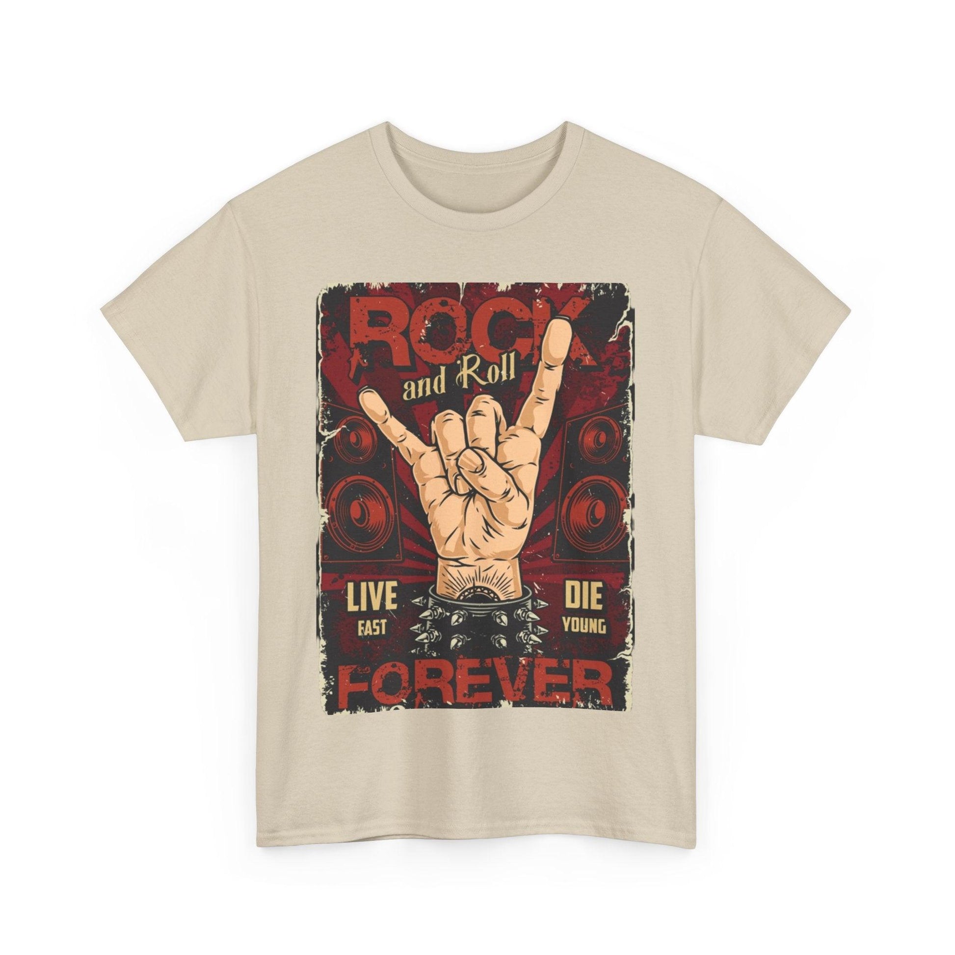 Rock and Roll Forever Hand Sign Unisex Heavy Cotton Tee - Lizard Vigilante