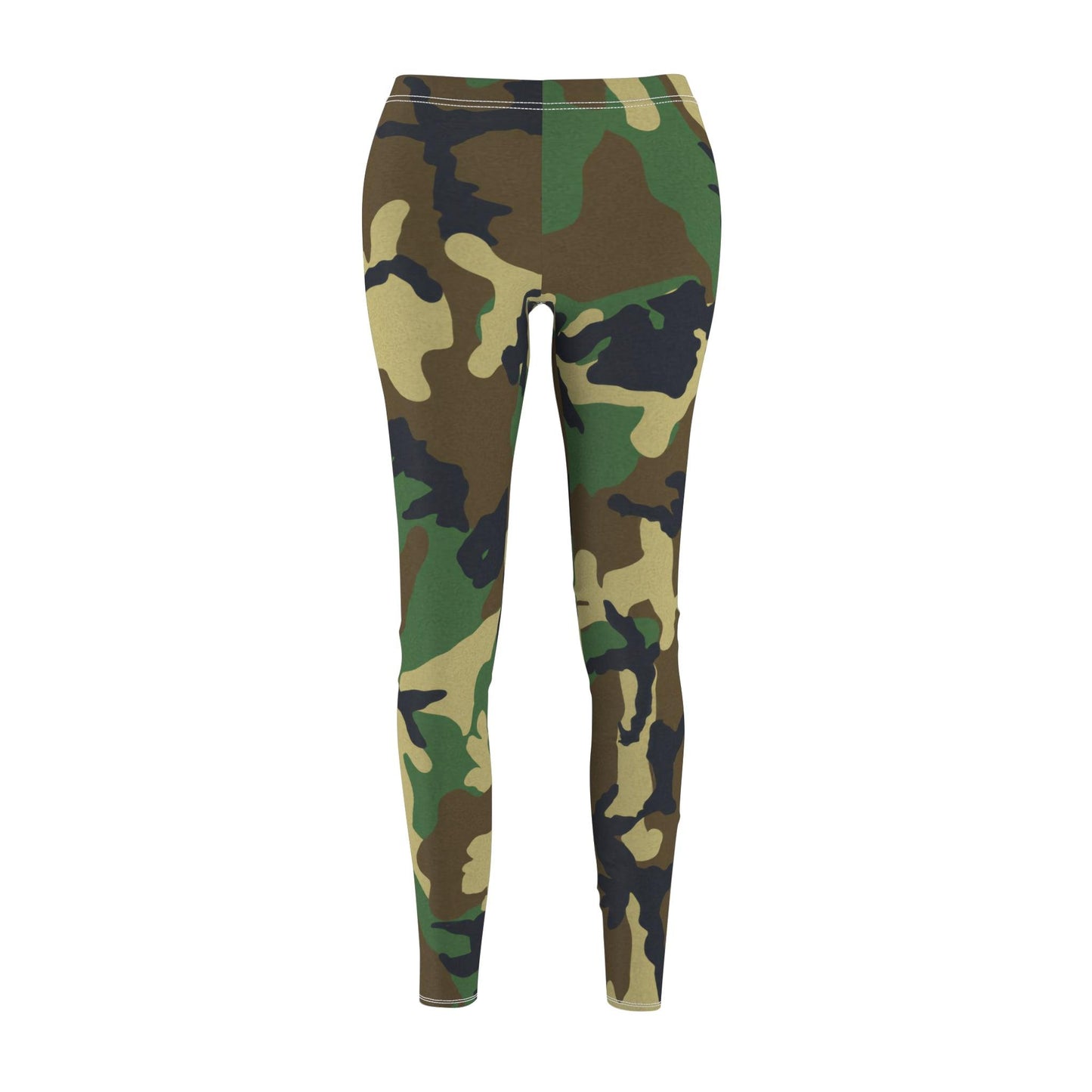 Green Camouflage Women's Cut & Sew Casual Leggings - Lizard Vigilante