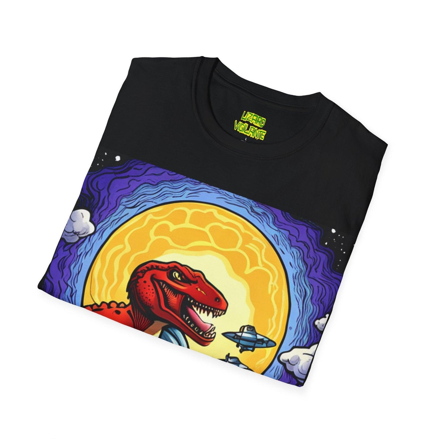 Lizard-saur Plays With Spacecraft Unisex Softstyle T-Shirt - Lizard Vigilante