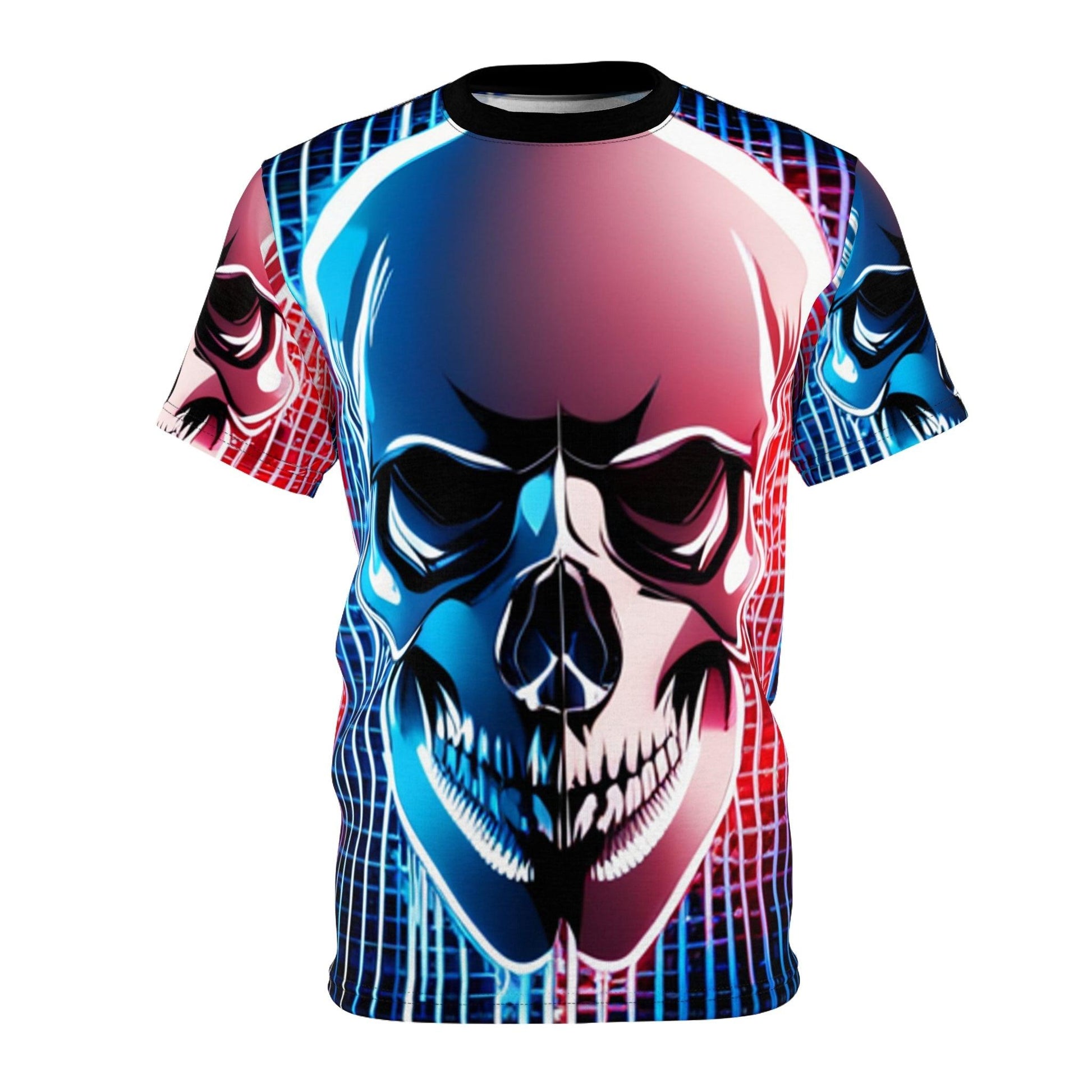 Grid Skull Unisex Cut & Sew Tee (AOP) - Lizard Vigilante