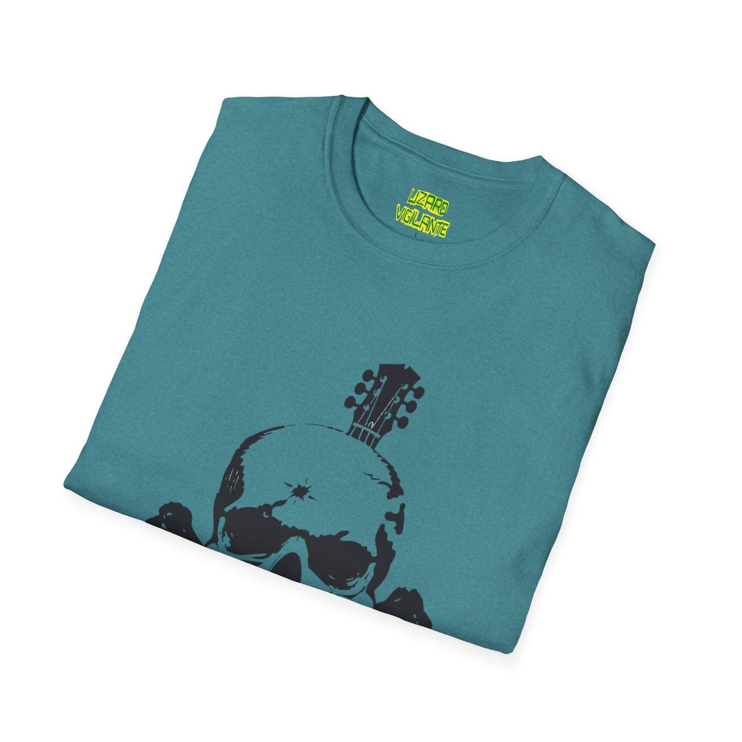 Guitar Skull Cross Bones Unisex Softstyle T-Shirt - Lizard Vigilante