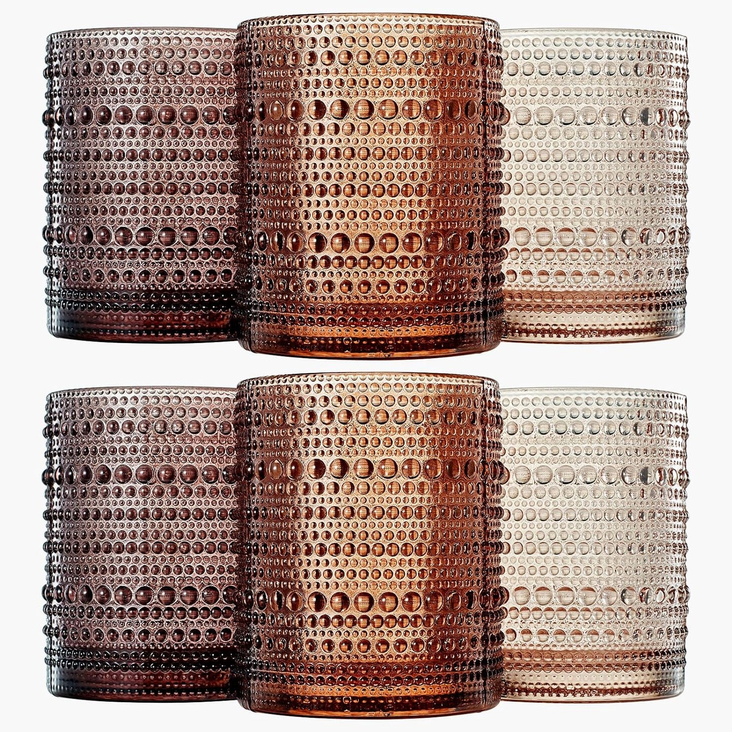 Hobnail Drinking Glasses, Venus Colors Beaded Tumbler Drinking Glasses Set | Set of 6