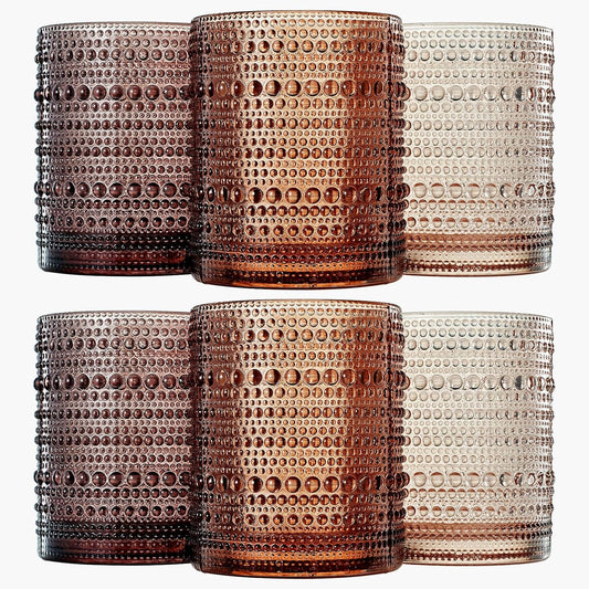 Hobnail Drinking Glasses, Venus Colors Beaded Tumbler Drinking Glasses Set | Set of 6