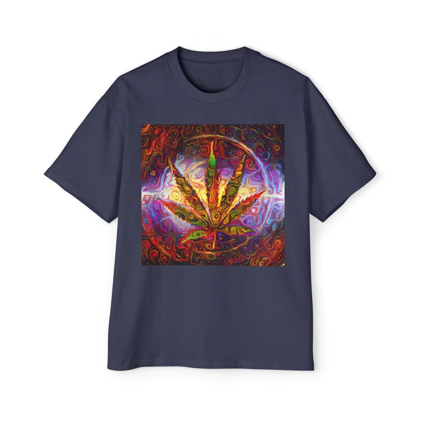 Psychedelic Pot Leaf Men's Heavy Oversized Tee - Lizard Vigilante