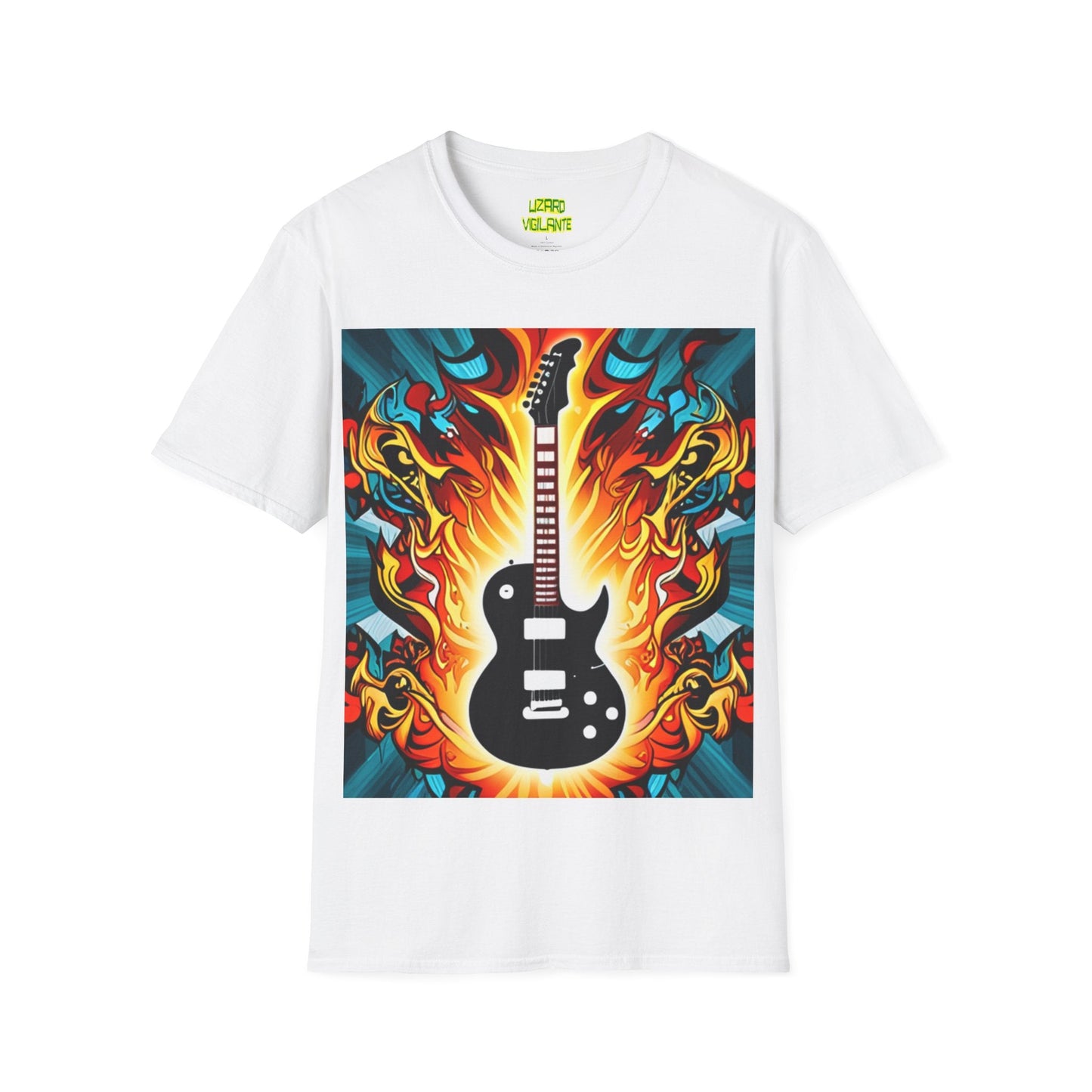 Electric Guitar Ablaze Unisex Softstyle T-Shirt - Lizard Vigilante