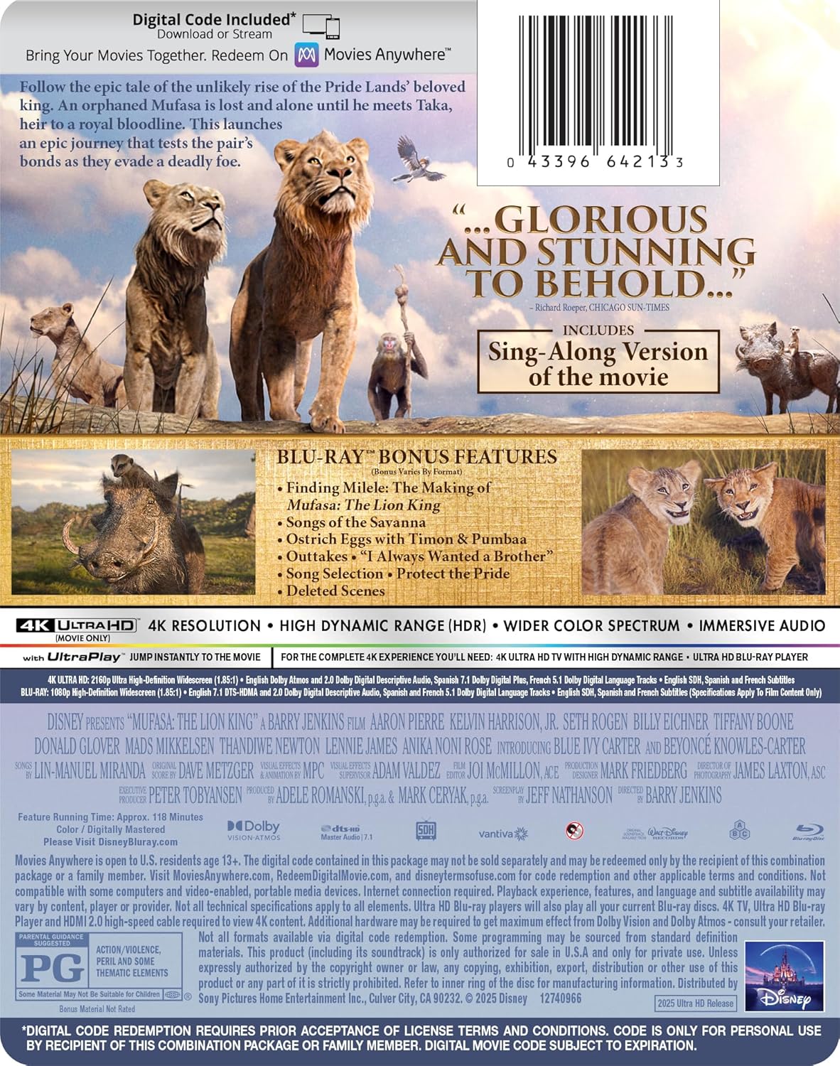 Mufasa: The Lion King - 4K UHD/BD Combo + Digital + Steelbook