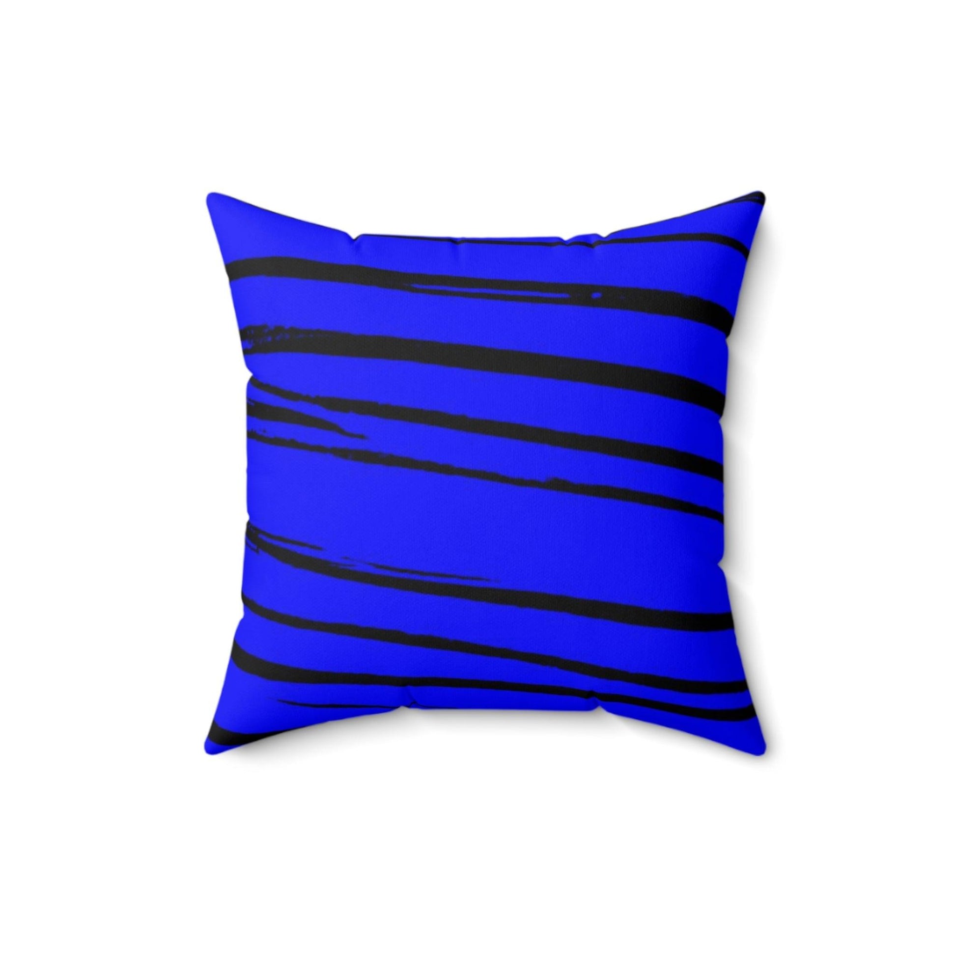 Black & Blue Strips Spun Polyester Square Pillow - Lizard Vigilante