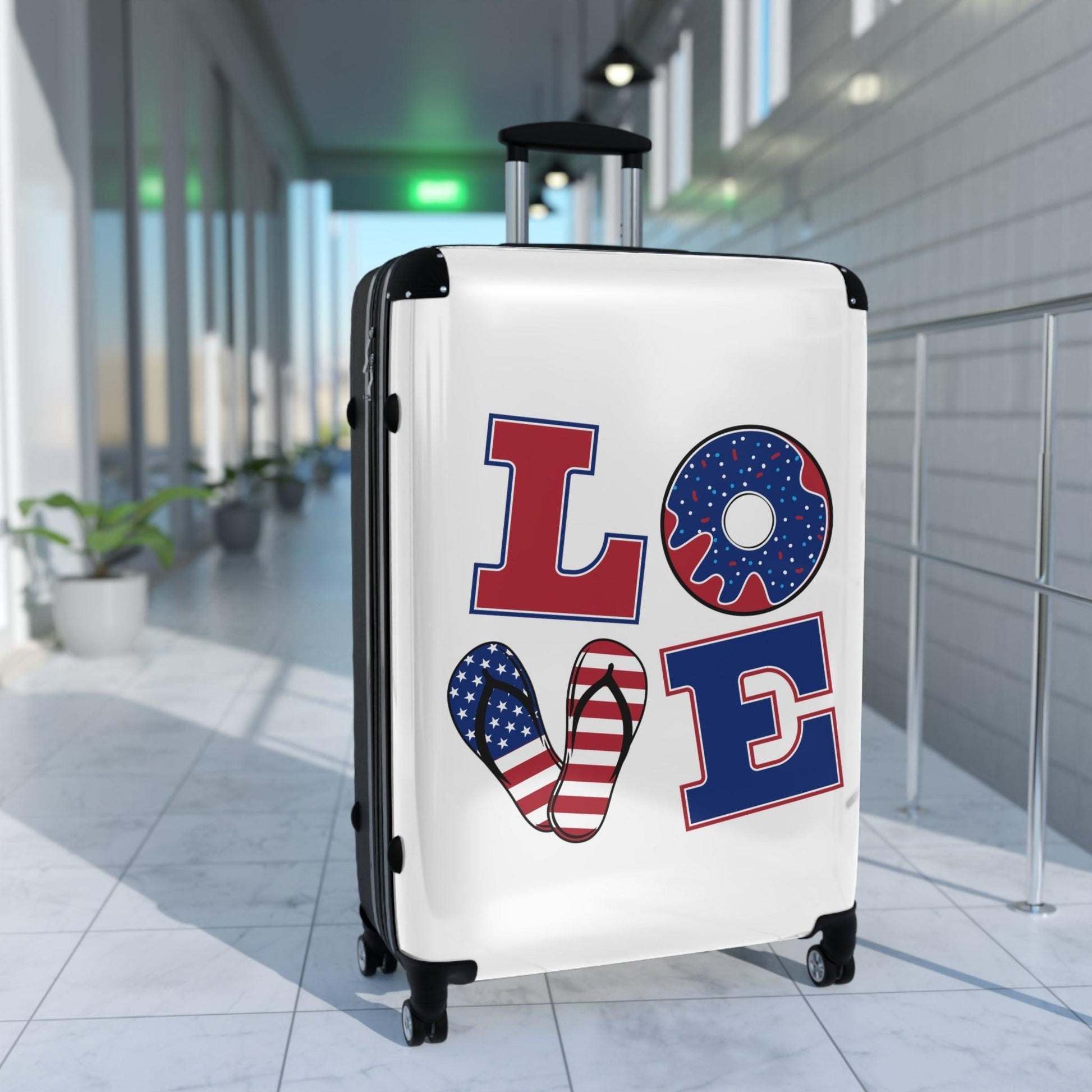 LOVE Suitcase in Red, White and Blue Summer Design - Lizard Vigilante