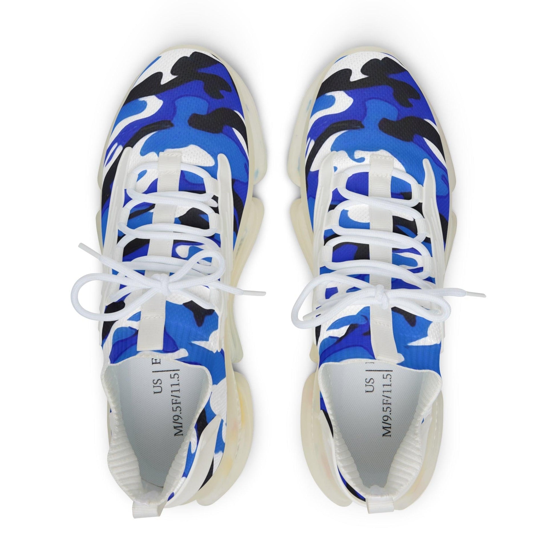 Blue, Grey, Black, White Camouflage Men's Mesh Sneakers - Lizard Vigilante