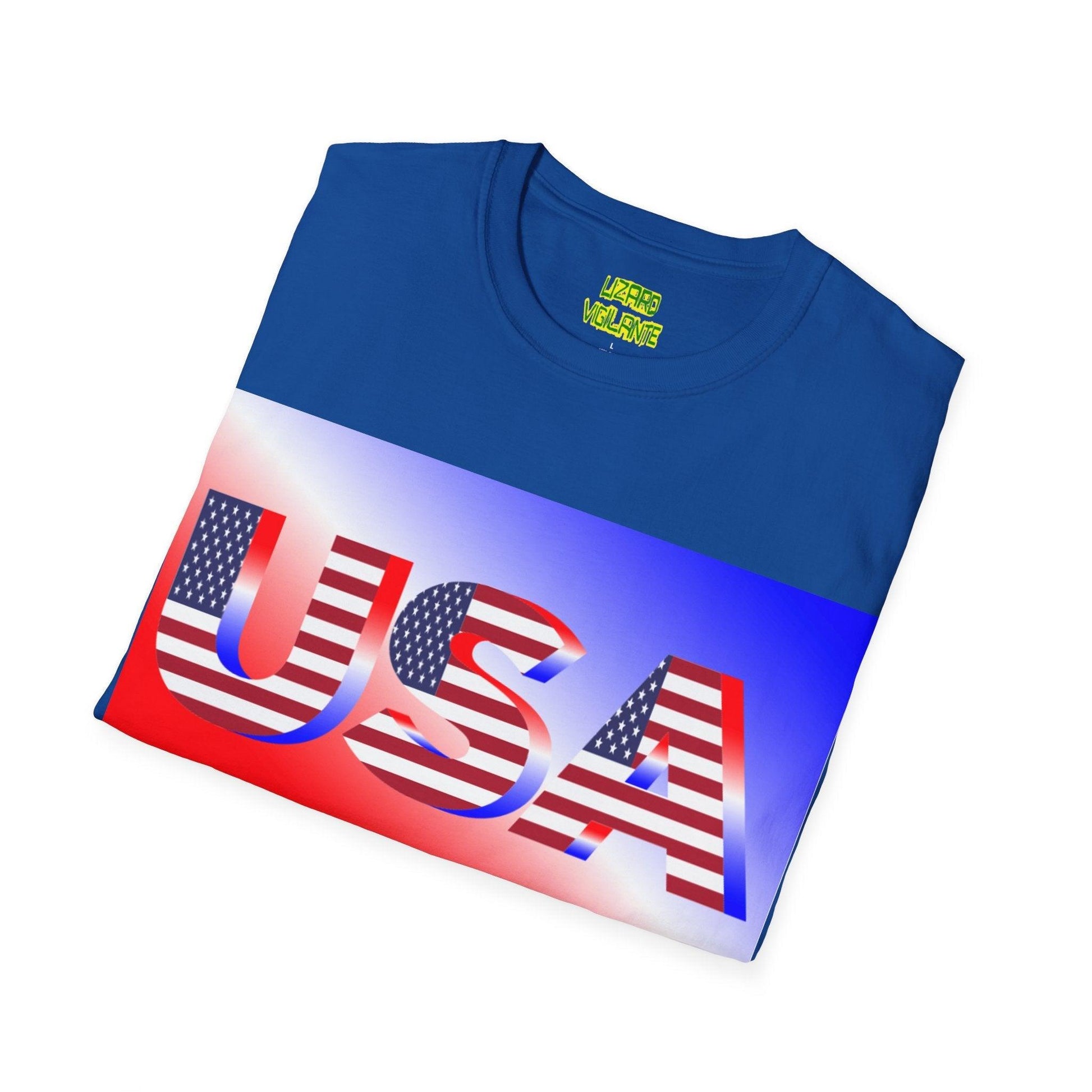 USA Red, White, and Blue Graphic Unisex Softstyle T-Shirt - Lizard Vigilante