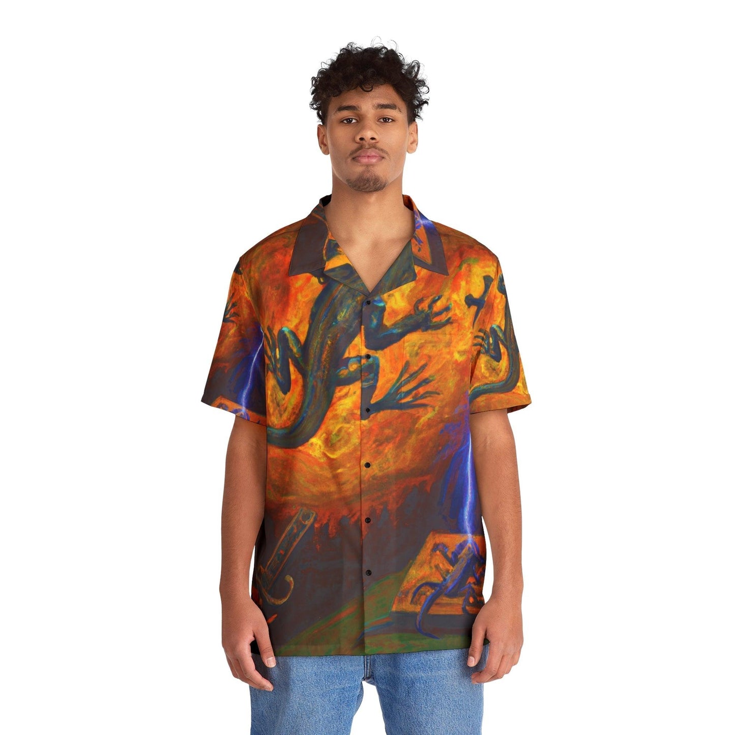 Electrified Lizard Cross Men's Hawaiian Shirt - Lizard Vigilante