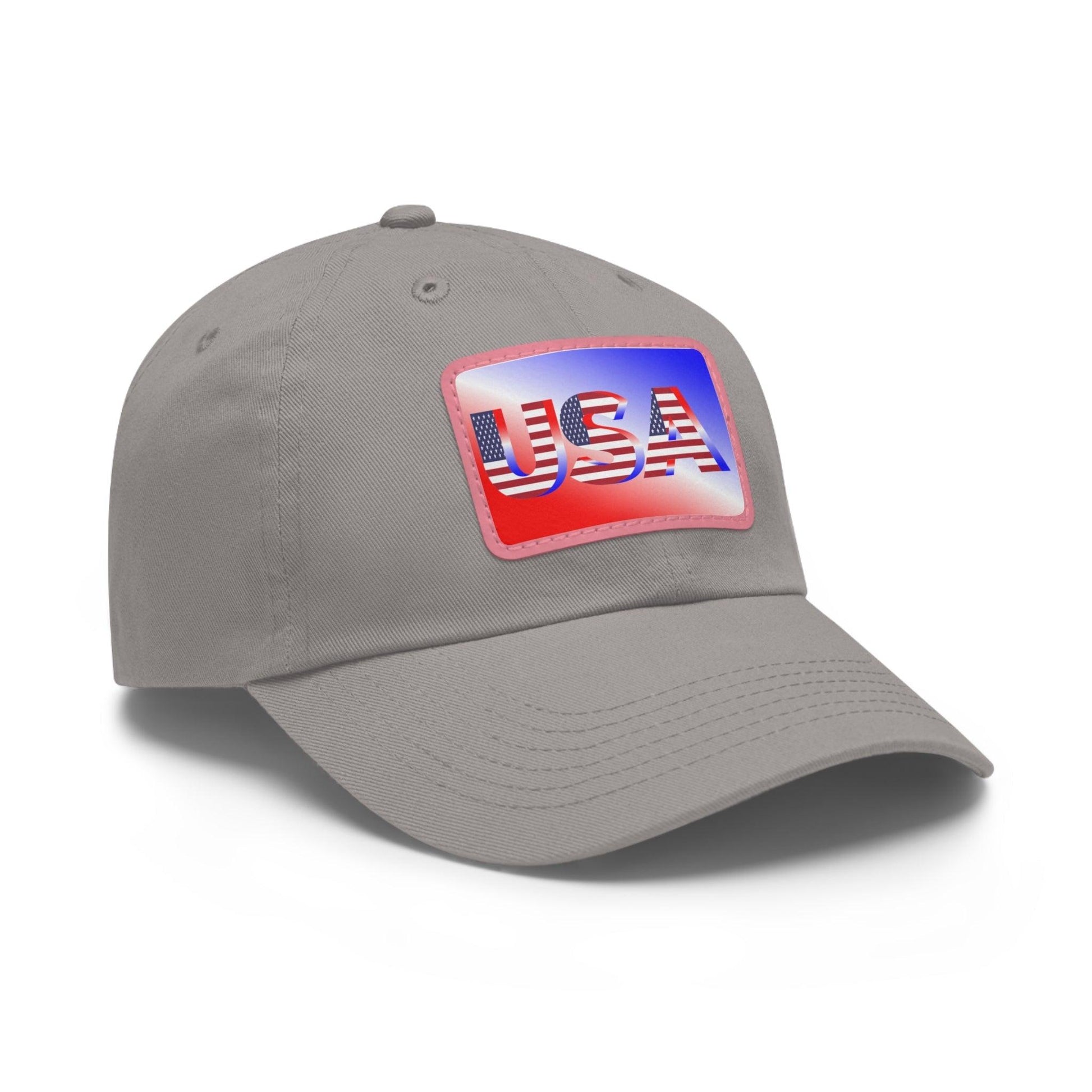 USA Red, White, and Blue Dad Hat with Leather Patch (Rectangle) - Lizard Vigilante