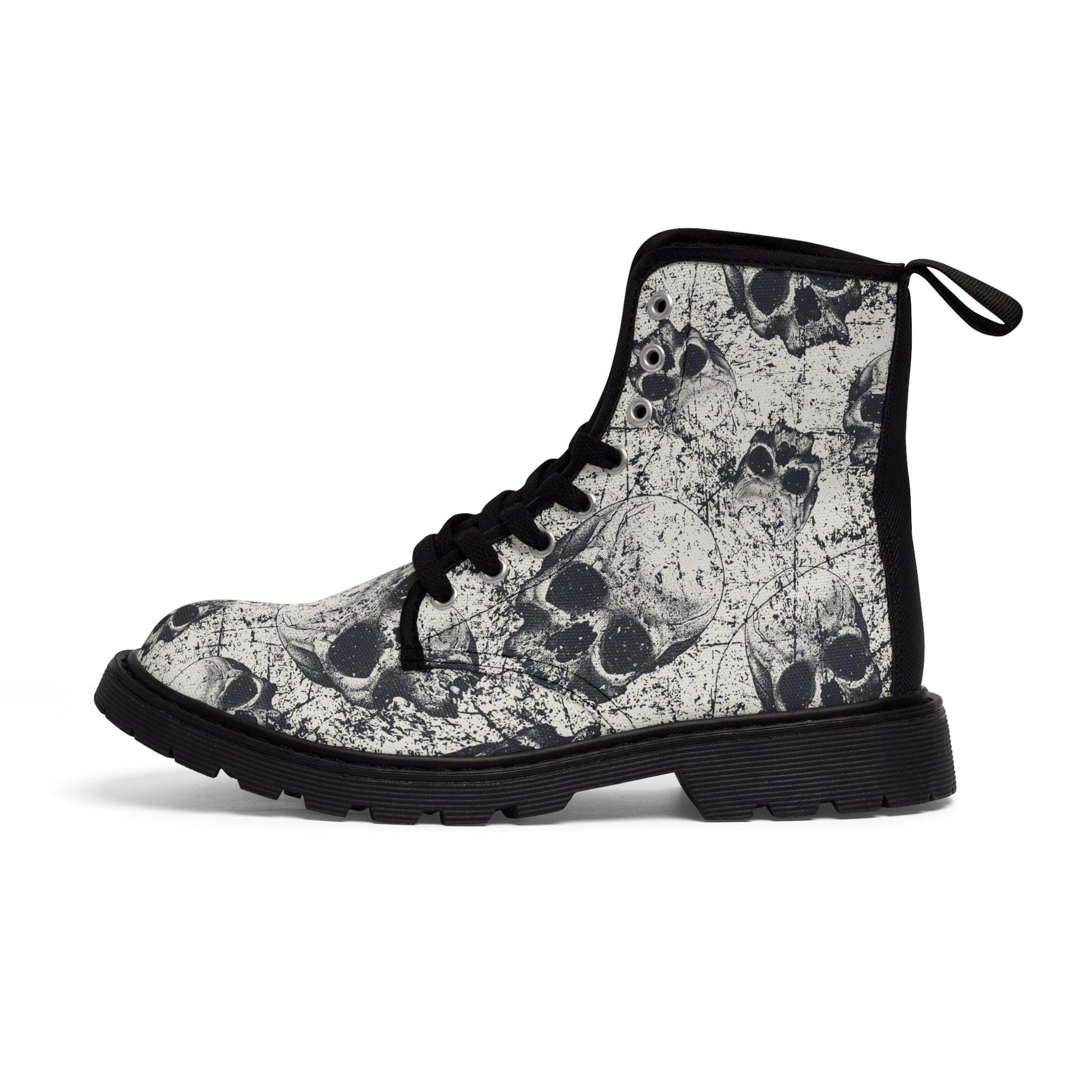 Men's Ancient Skulls Canvas Boots - Premium Shoes from Printify - Just $109.99! Shop now at Lizard Vigilante