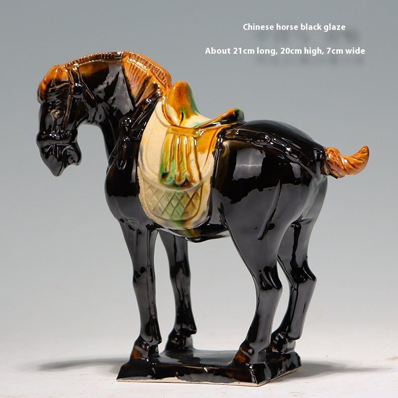 Tang Sancai New Chinese Style Ceramic Horse Study Living Room Hallway Horse Ornament