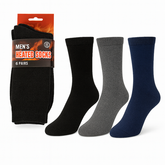 6-Pairs Men’s Heated Crew Socks