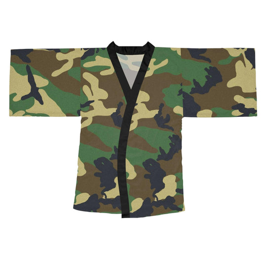 Green Black Camouflage Long Sleeve Kimono Robe - Lizard Vigilante