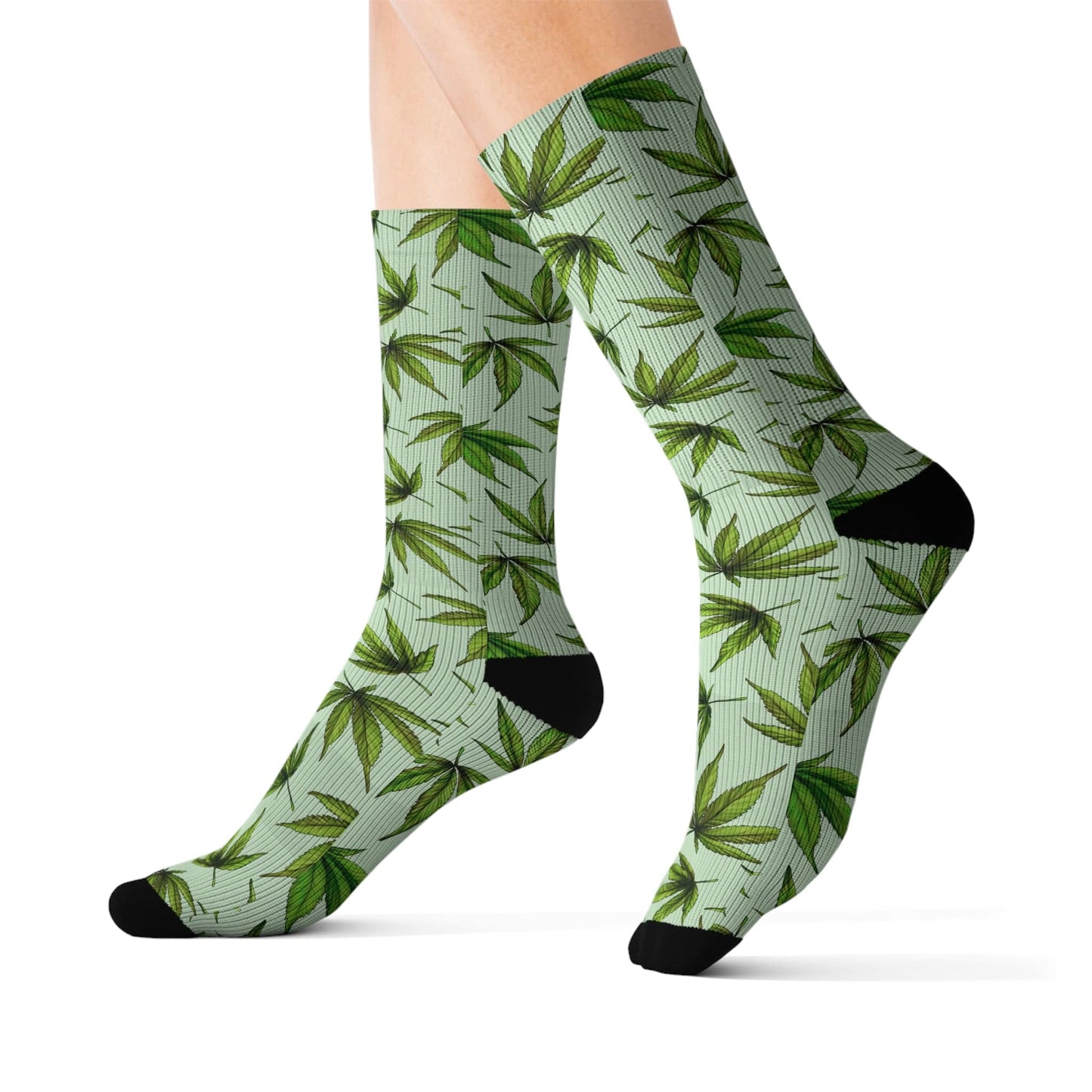 Green Marijuana Leaf Socks
