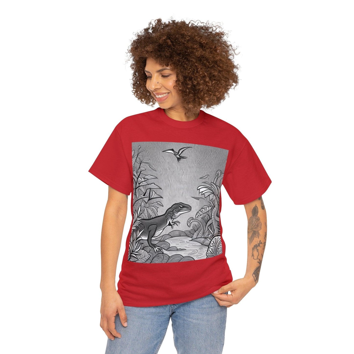 Prehistory Scene Unisex Heavy Cotton Tee - Lizard Vigilante