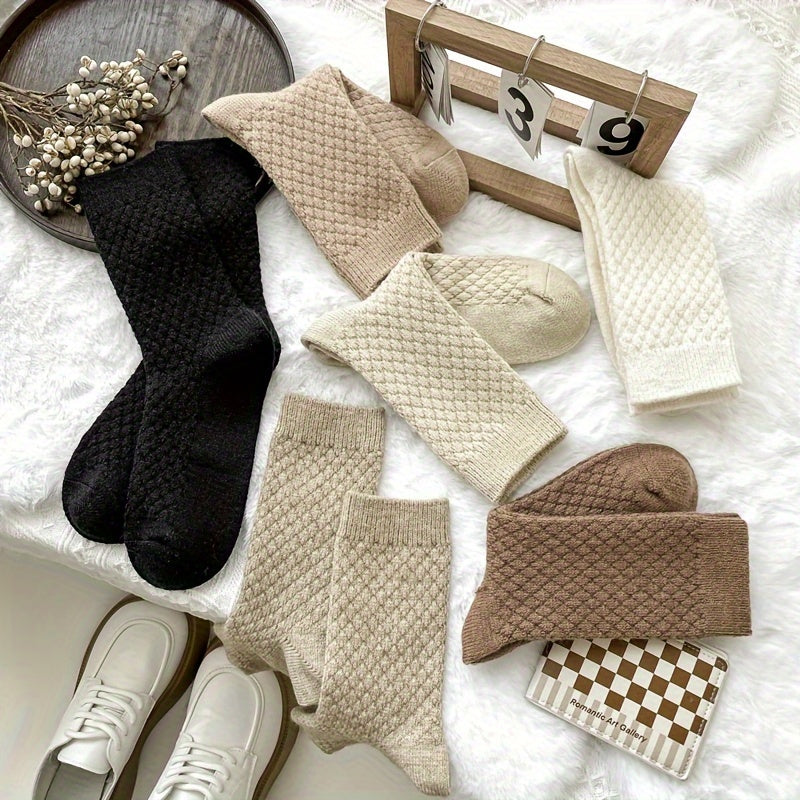 Women’s Plaid Fuzzy Socks - 6-Pair Value Pack | Comfortable, Stretchy, & Chic Mid-Tube Hosiery