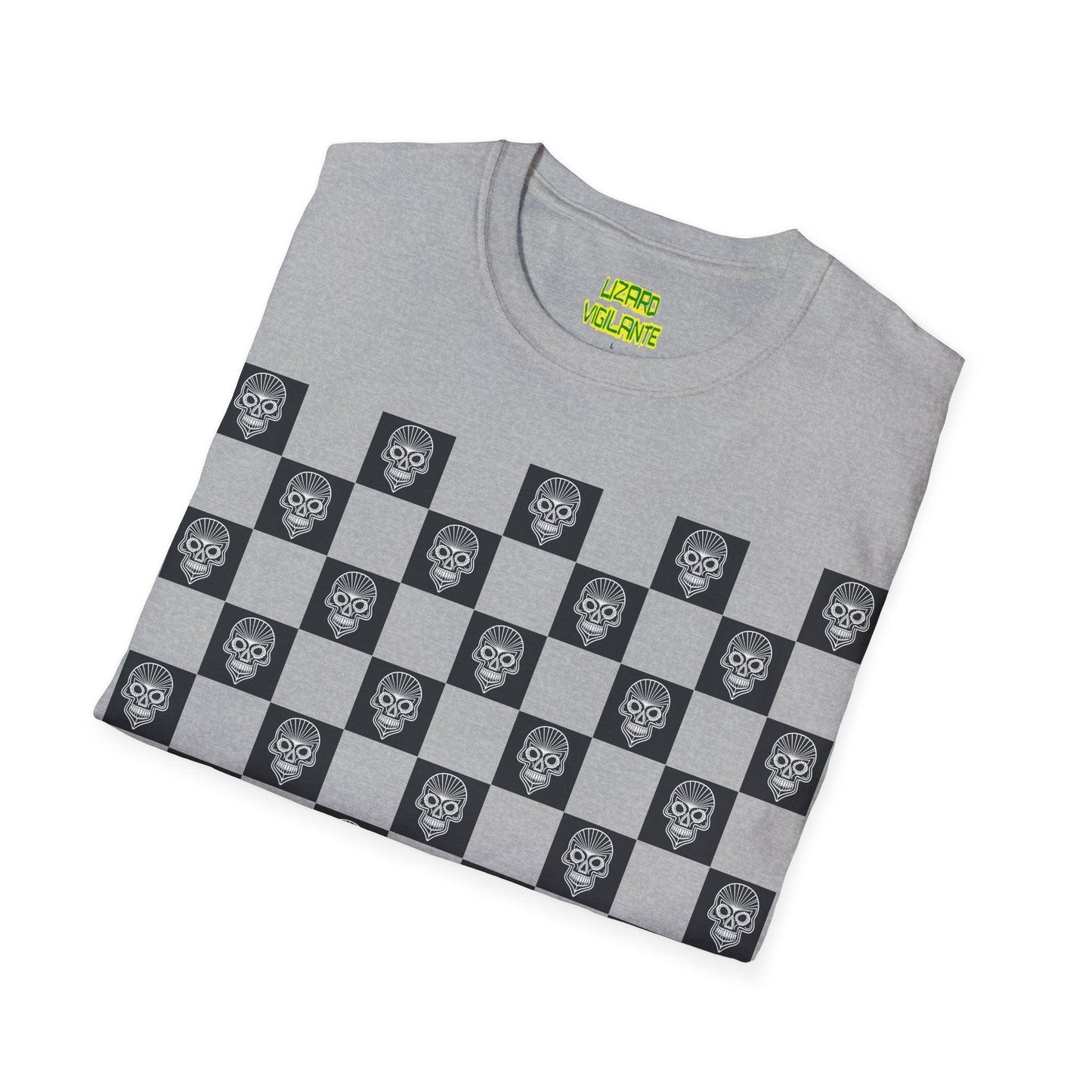 Checkerboard Skull Unisex Softstyle T-Shirt - Lizard Vigilante